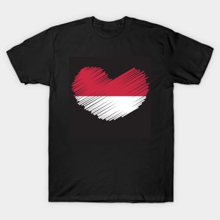 Indonesia Heart Flag Design T-Shirt